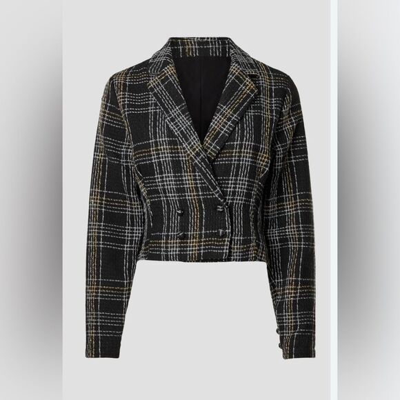 Slate & Willow Jacket Coat Cardigan  Black Tweed Business Cocktail Preppy L - Picture 2 of 8